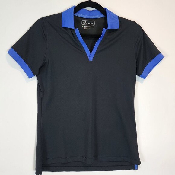 Peter Millar Women's Golf Polo Black Blue Outdoor Sun Protection Henley Polo Sm - Picture 8 of 8